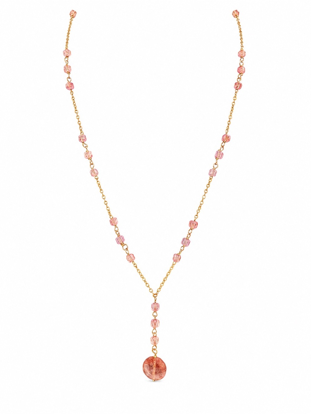 NB72 Lariat Strawberry Quartz Necklace